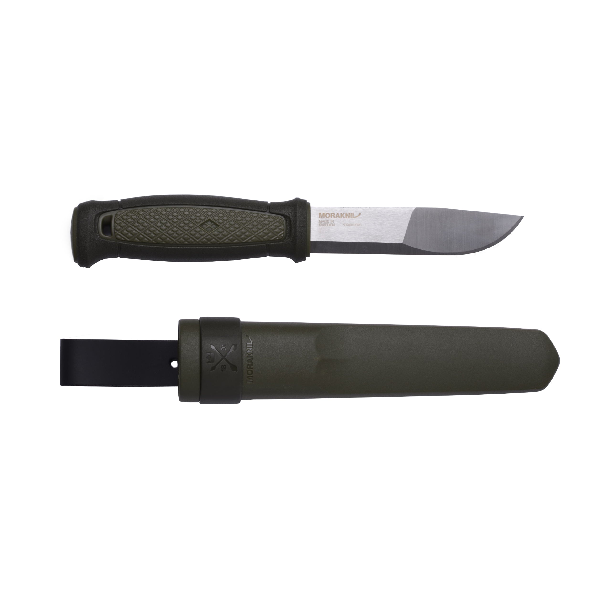 Morakniv Kansbol – Jagdmesser Klingenlänge 109 mm, Edelstahl, TPE-Griff, mit Polymer-Scheide, Olivgrün