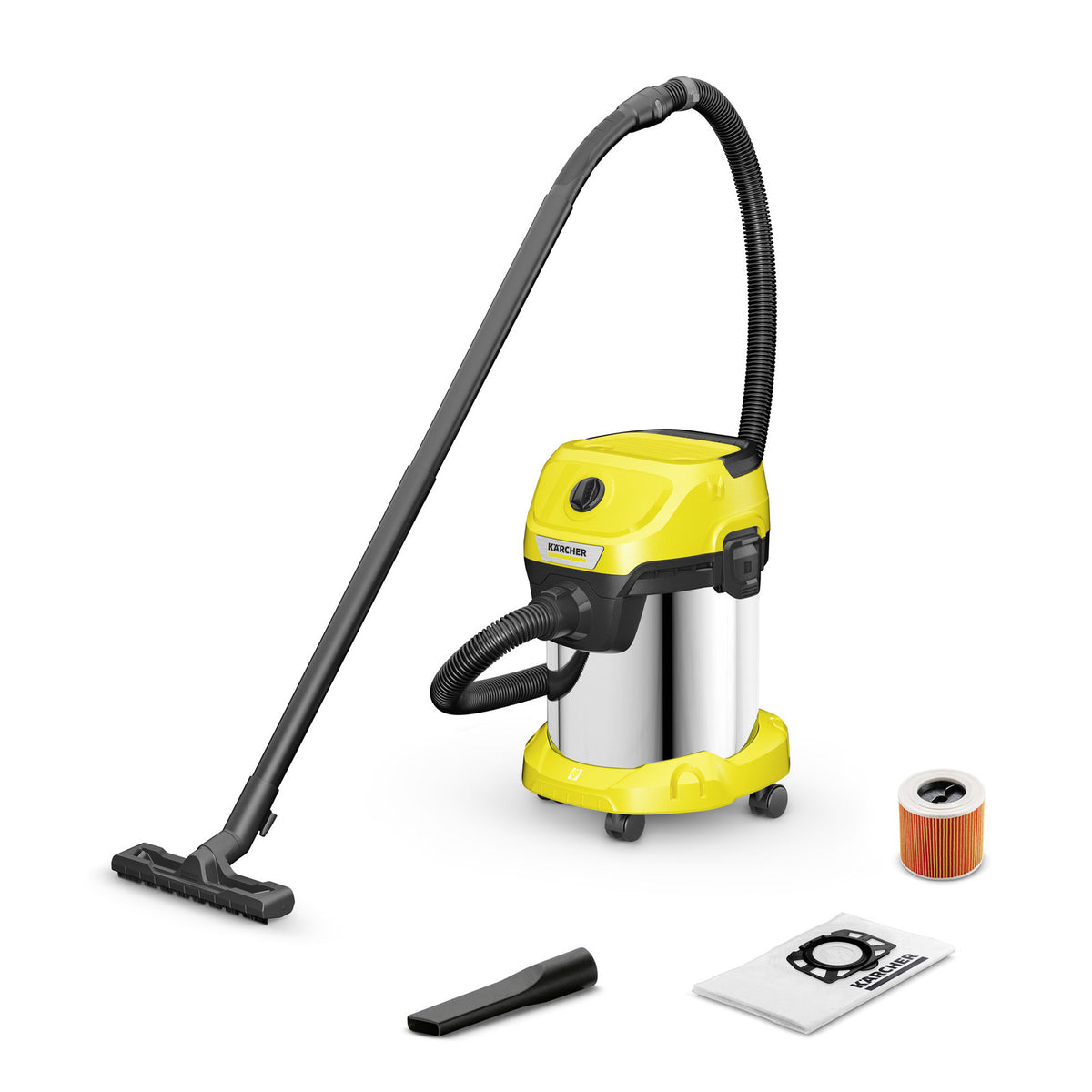 Kärcher Nass-/Trockensauger WD 3 S V-17/6/20 – 17 l, 1000 W, Edelstahl