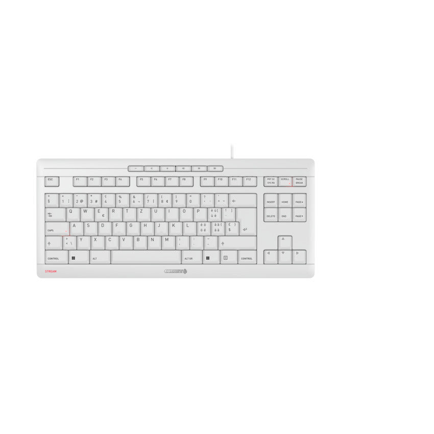 CHERRY Tastatur, kabelgebunden (USB-A), CH-Layout (DE-CH), TKL (ohne Ziffernblock), Scherenschalter, ergonomisch