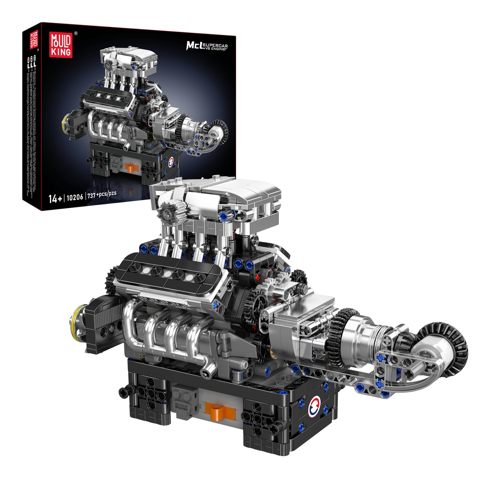 Mould King 3D Puzzle V8 Motor – 737 Teile – Kunststoff – 14,9×15,7×23,6 cm – ab 14 J.