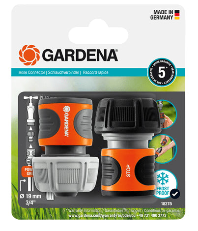 Gardena Anschluss-Set für Schlauch Ø 19 mm (3/4"), Kunststoff, schwarz/orange, 2 Stk.