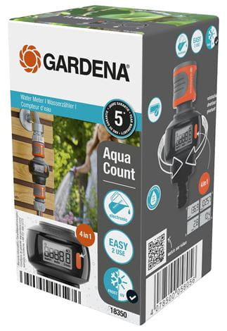 Gardena Wassermengenzähler AquaCount – Kunststoff, schwarz/grau/orange, 1 Stk.