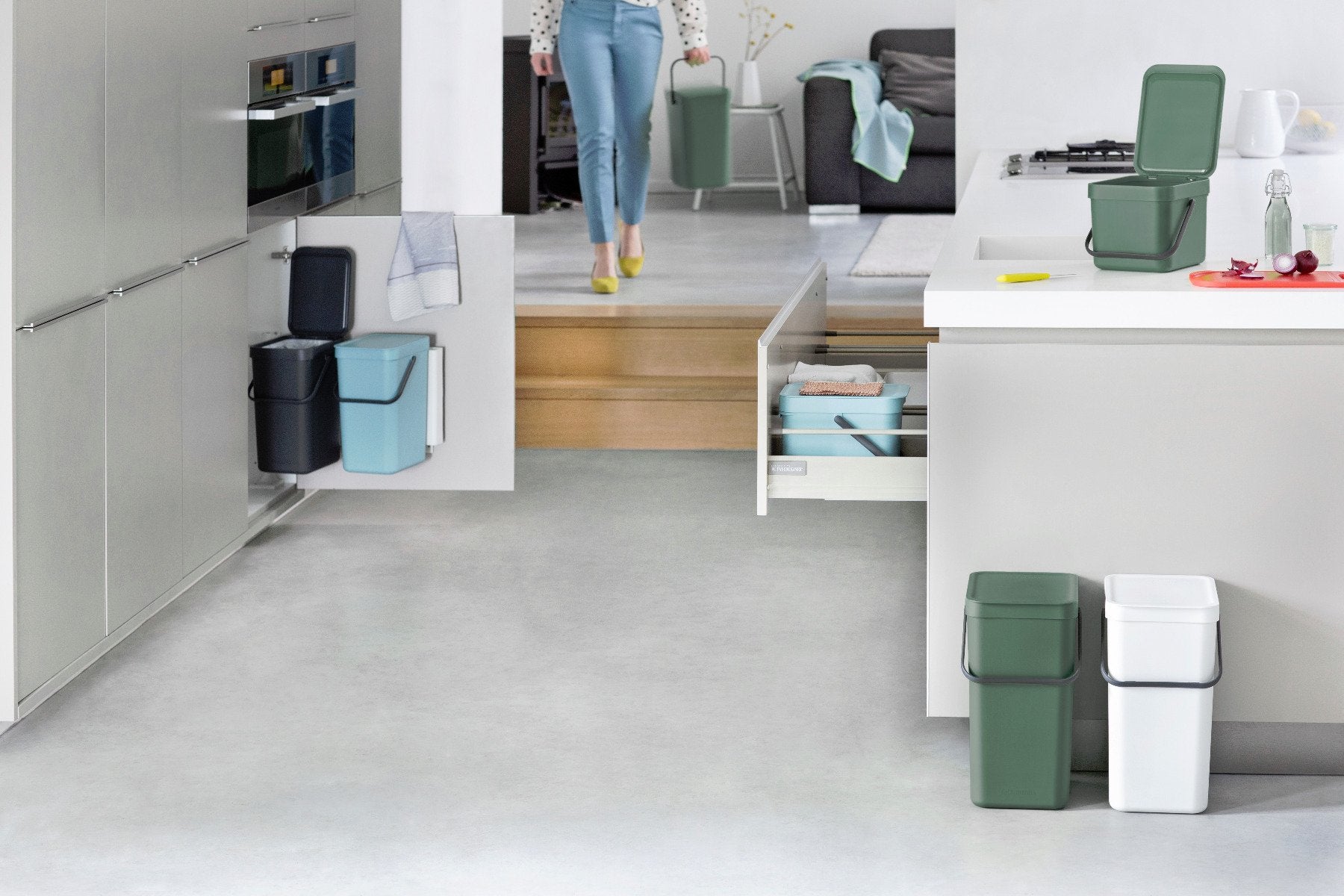 Brabantia Komposteimer – 6 l – Kunststoff, rechteckig – hellgrau