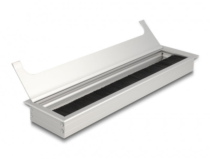 DeLOCK Kabeldurchführung Einbaurahmen mit Bürste, Montageset, Einbau, 300×80×28 mm – Silber