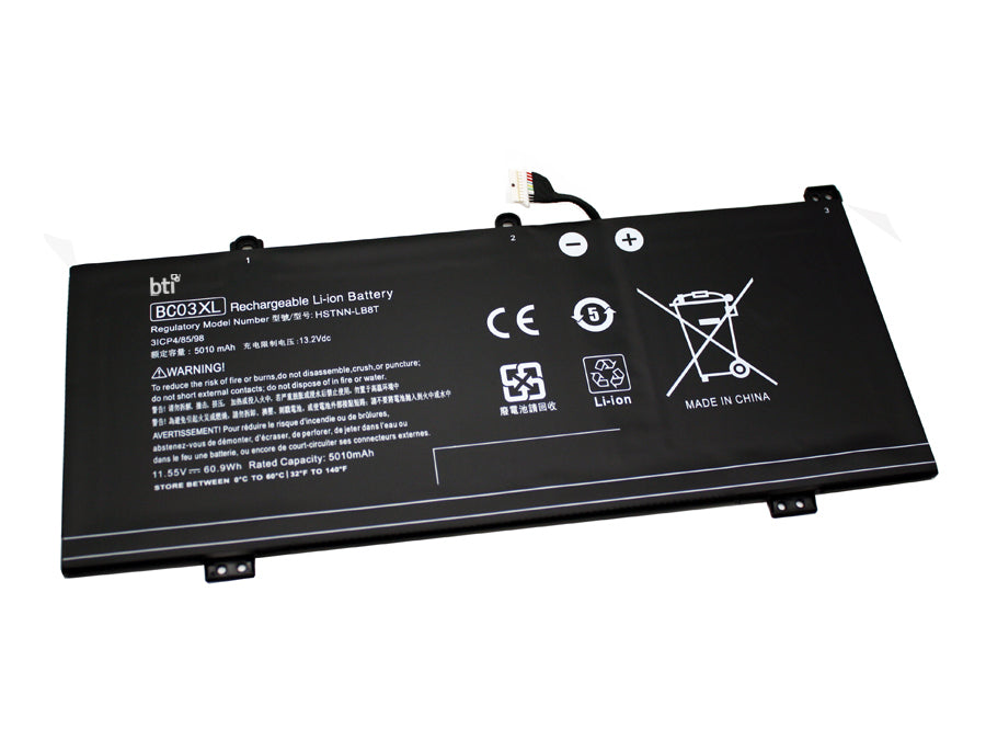 BTI Notebook-Akku – für HP – 61 Wh, 11,55 V (3 Zellen) – Schwarz
