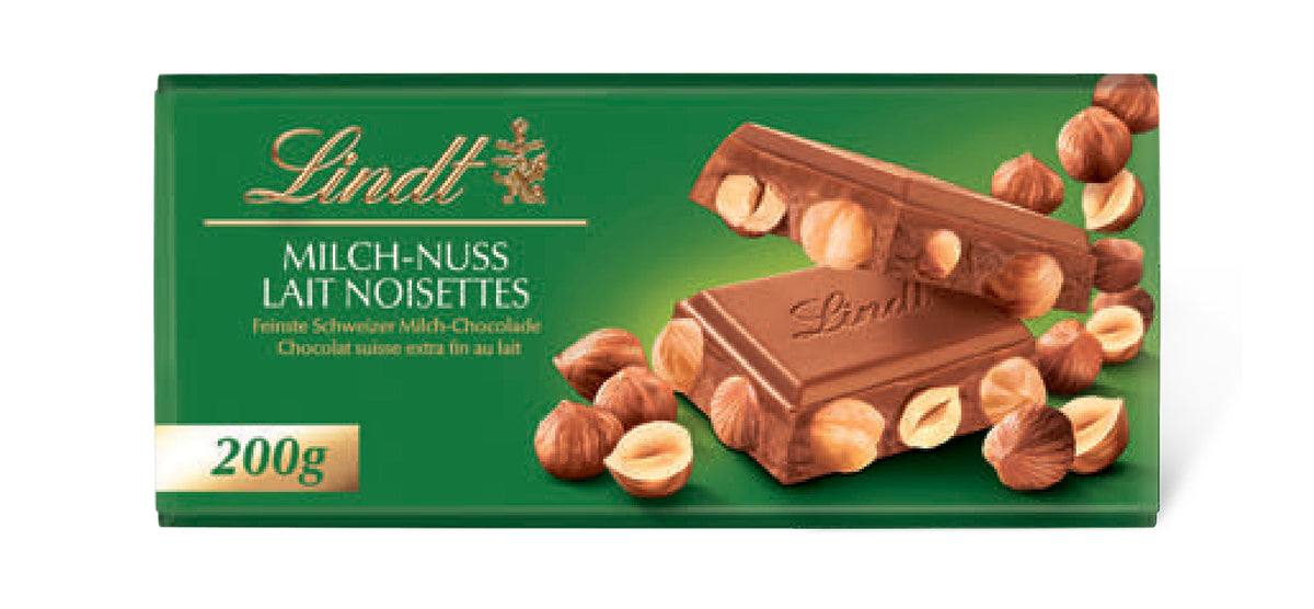 Lindt Tafelschokolade – Milch & Haselnuss – 200 g