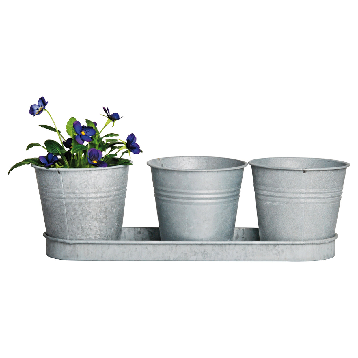 Esschert Design Pflanzengefässe – 3-teilig – Ø 32,8 × 10,5 cm – Stahl, Grau