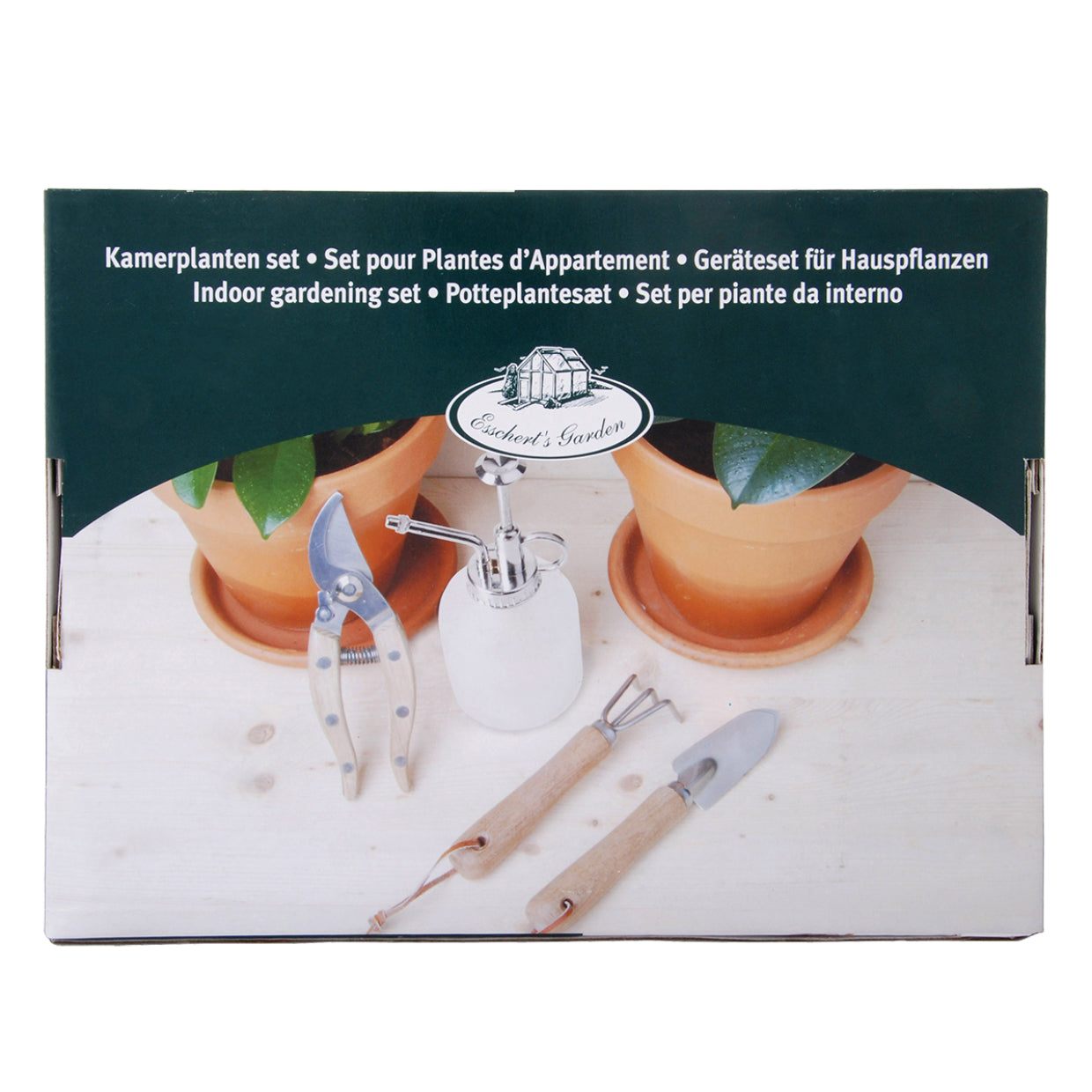 Esschert Design Zimmepflanzenset, Edelstahl, Holzgriff, Schnittbreite 50 mm, 4 Stk.