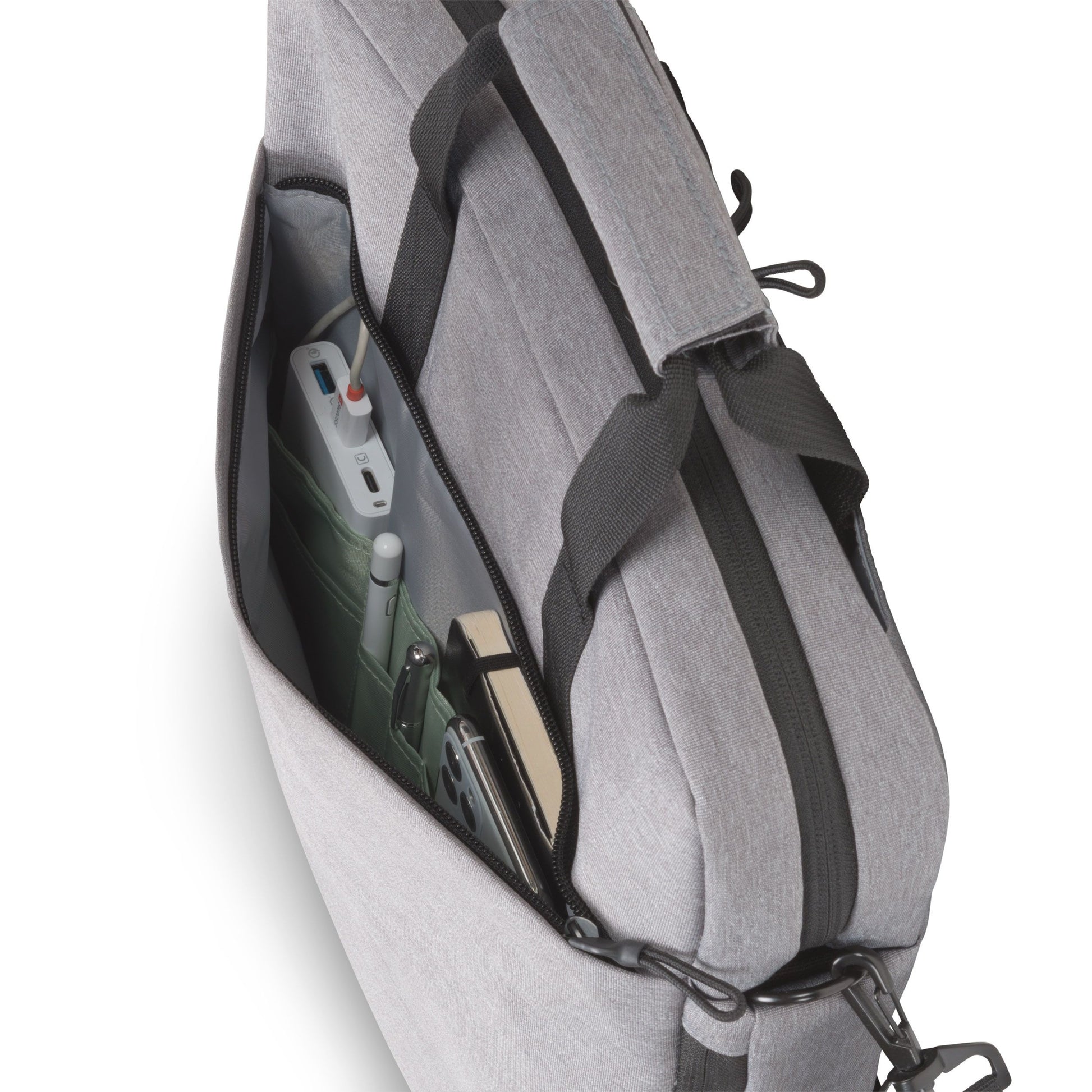 DICOTA Eco MOTION Notebook-Tasche bis 15,6" – aus recycelten Materialien, abnehmbarer Schultergurt – Grau