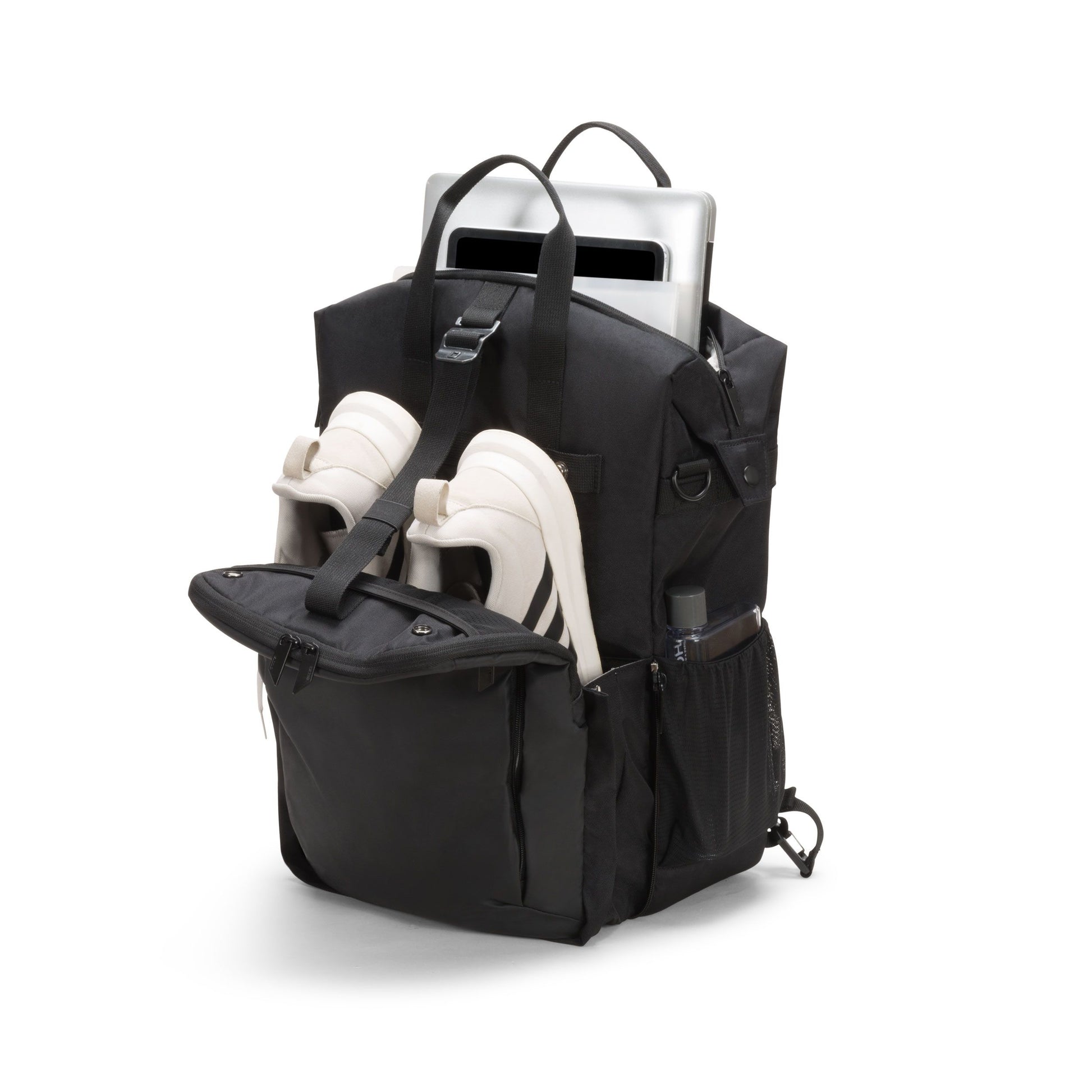 DICOTA Notebook-Rucksack bis 15,6" – Tablet-Fach, aus recyceltem PET – Schwarz