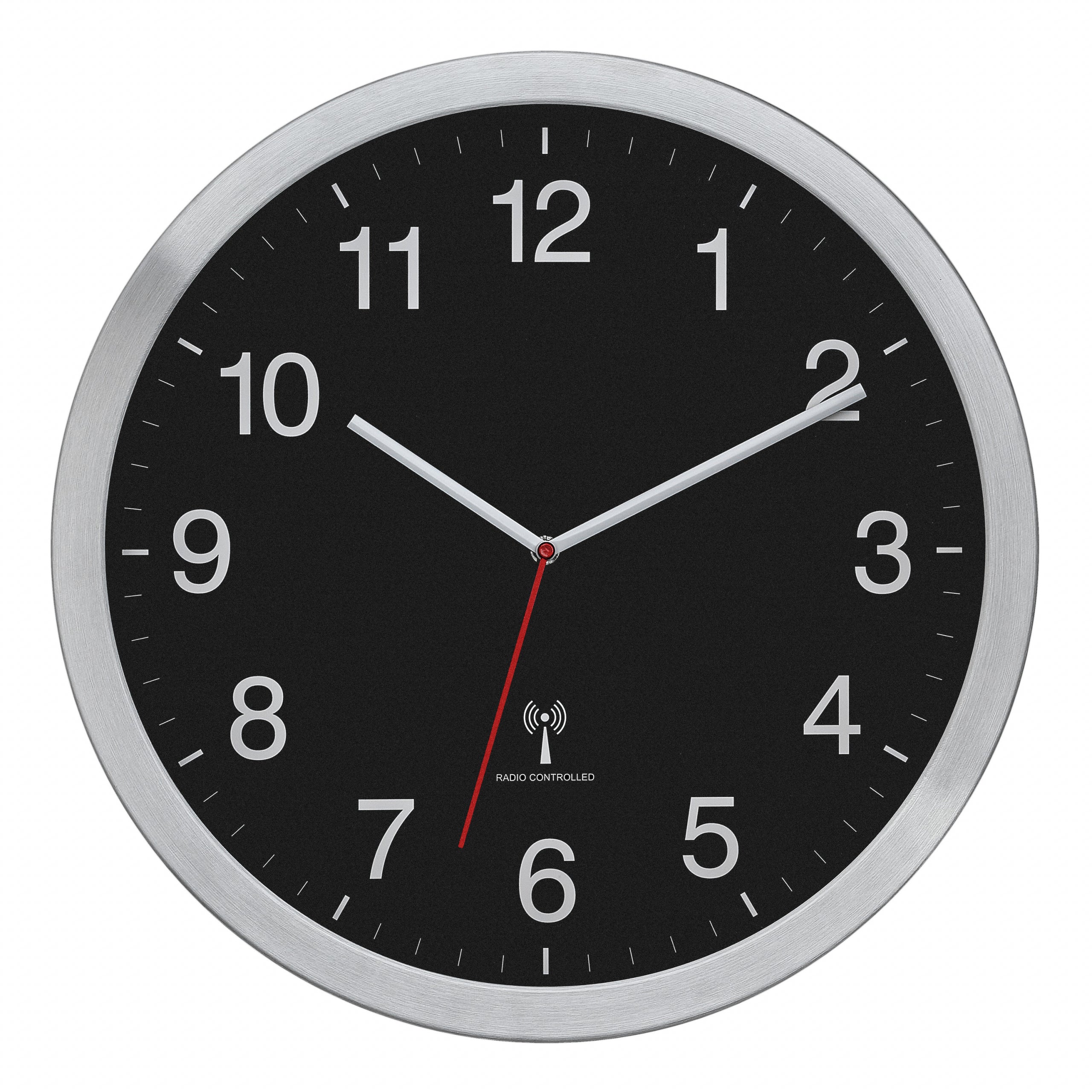 TFA-Dostmann TFA Dostmann Wanduhr – Funk, analog, Ø 40 cm, schwarz, Metall/Glas