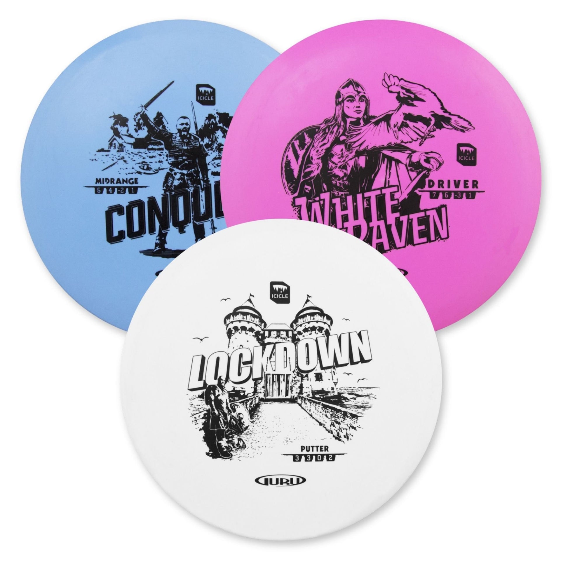 Schildkröt Funsports Guru Disc Golf Set – Starter-Set – 3-teilig – ab 6 Jahren – Kunststoff – blau/rosa/weiss