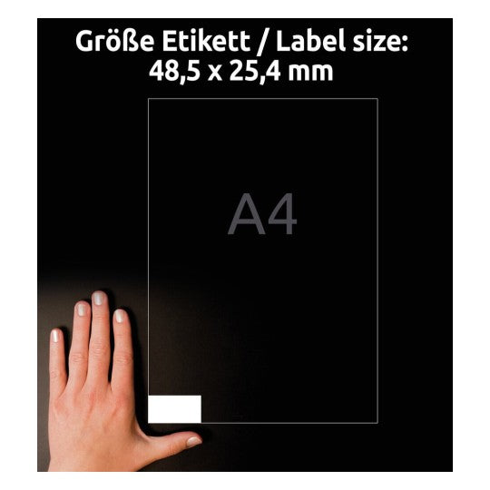 Avery Zweckform – Etiketten A4 49 × 25 mm – Papier, weiss – permanent haftend – Laser/Inkjet – 100 Blätter