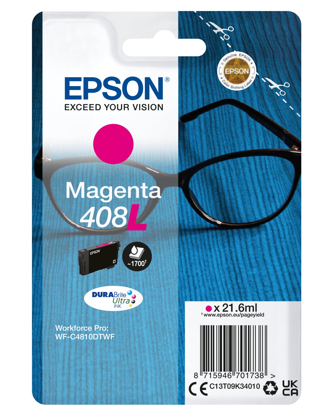 Epson Tintenpatrone 408XL, Magenta, 21,6 ml