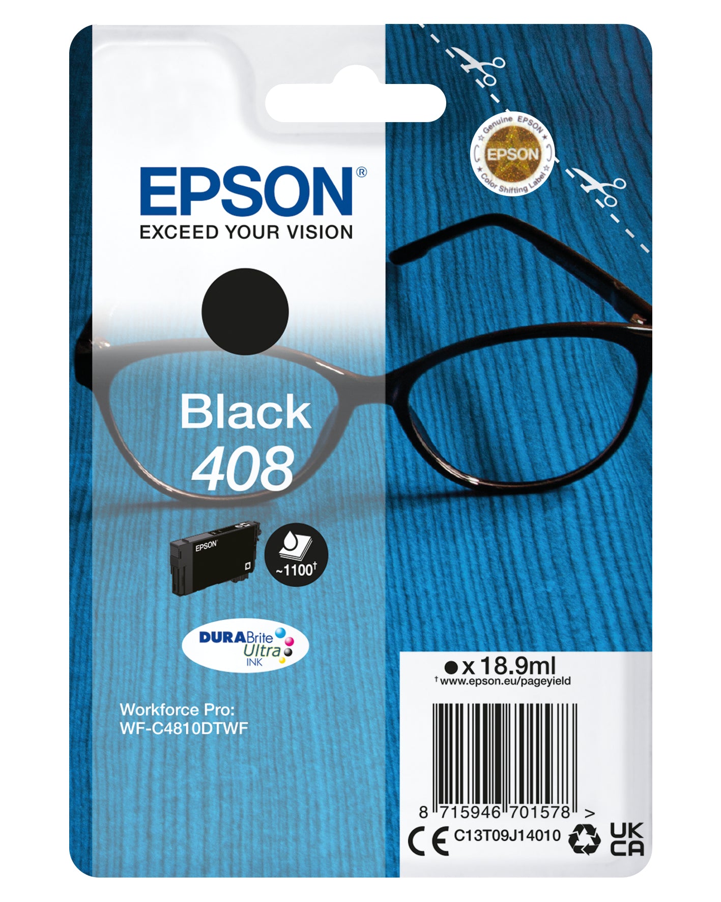 Epson Tintenpatrone 408, Schwarz, 18,9 ml