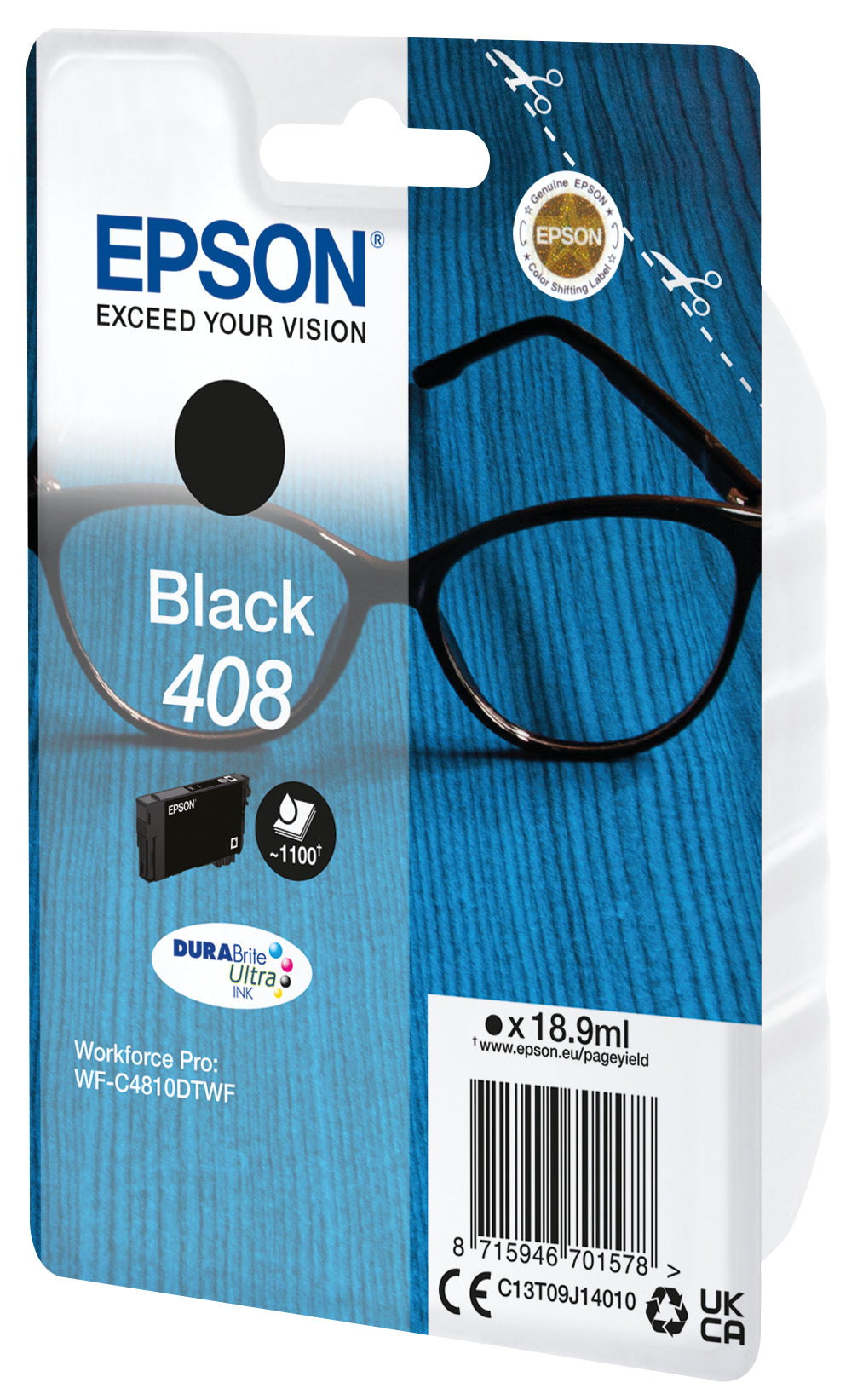 Epson T09J14010 Tintenpatrone (Schwarz), 18,9 ml, bis 1100 Seiten, für WorkForce Pro WF-C4810DTWF