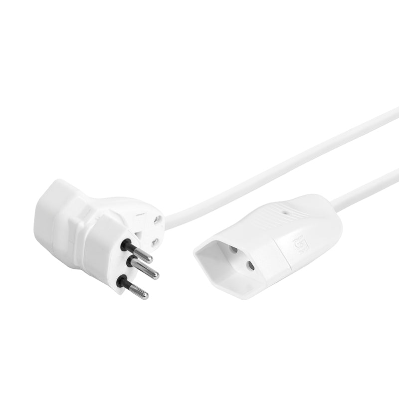 Steffen Verlängerungskabel T12–T13, 3 m, 1 mm², abgewinkelter Stecker – weiss