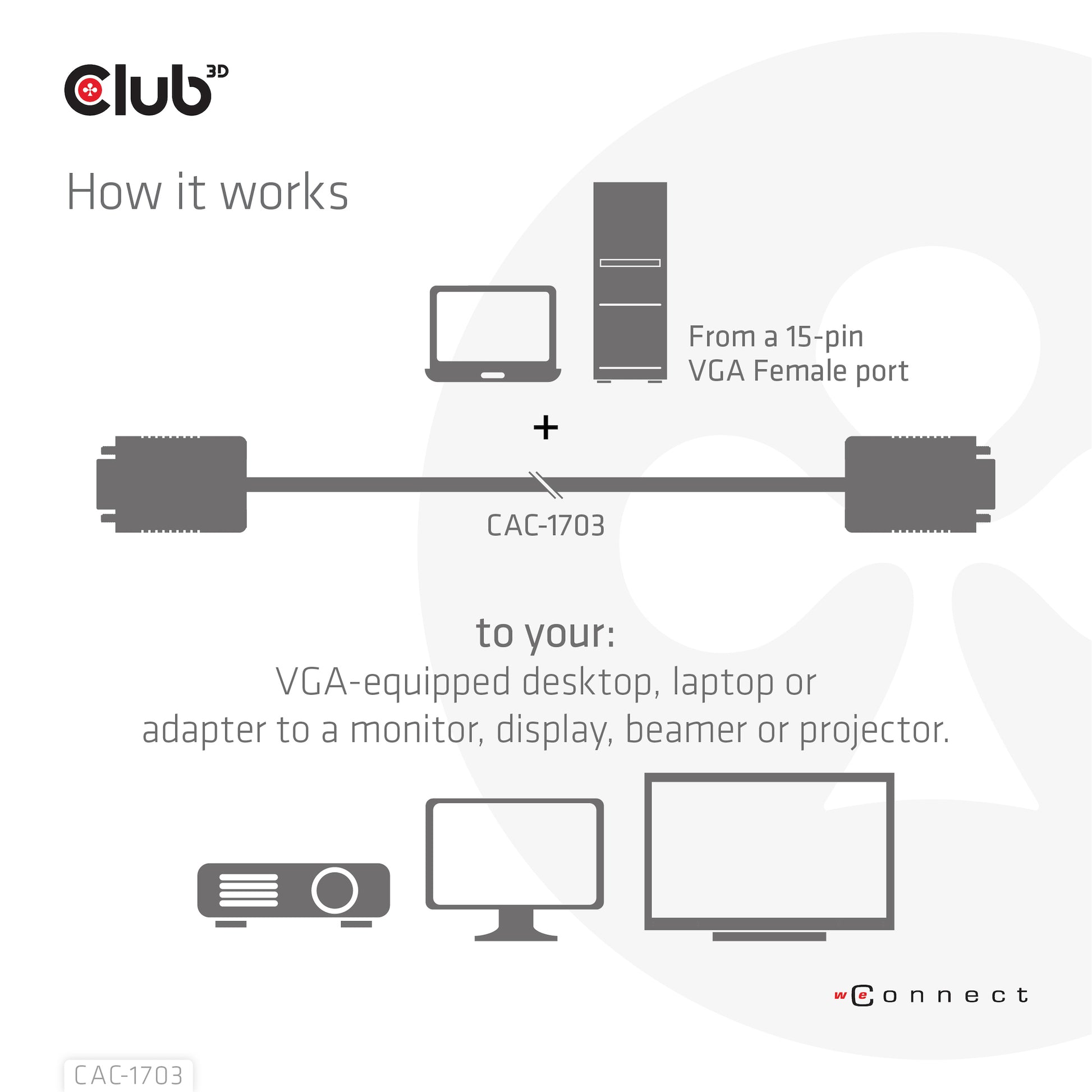 CLUB3D VGA Kabel (VGA M–M) – 1080p – 3 m