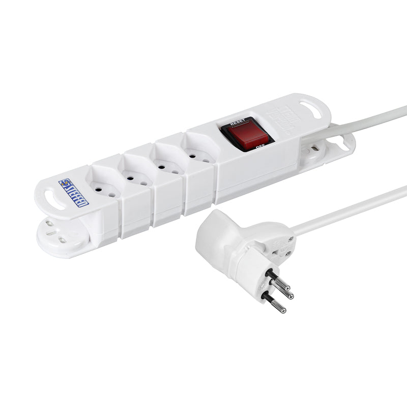 Steffen Variabl – Steckdosenleiste, 4× T13, mit Schalter, 3 m, Stecker T12, abgewinkelt, IP20