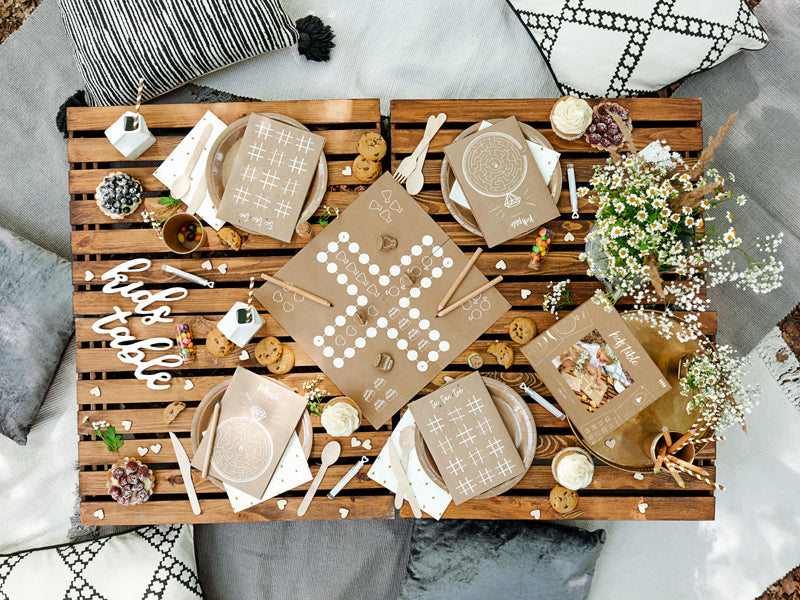PartyDeco Streudeko Herz Hochzeit – Braun – 2 × 2 cm – Holz – 50 Stk