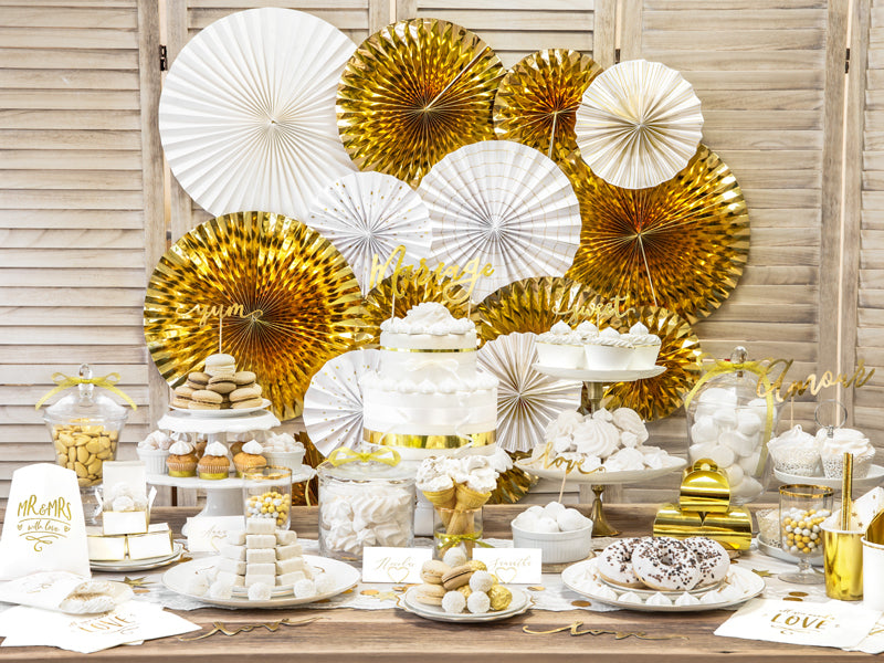 PartyDeco Rosetten – Gold – Ø 23, 32, 40 cm – Papier – 3 Stk