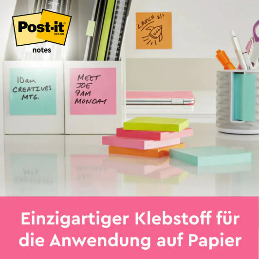 3M Post-it Poptimistic Haftnotizen – 76 × 76 mm – sortiert, 100 Blatt/Block, 6er-Pack