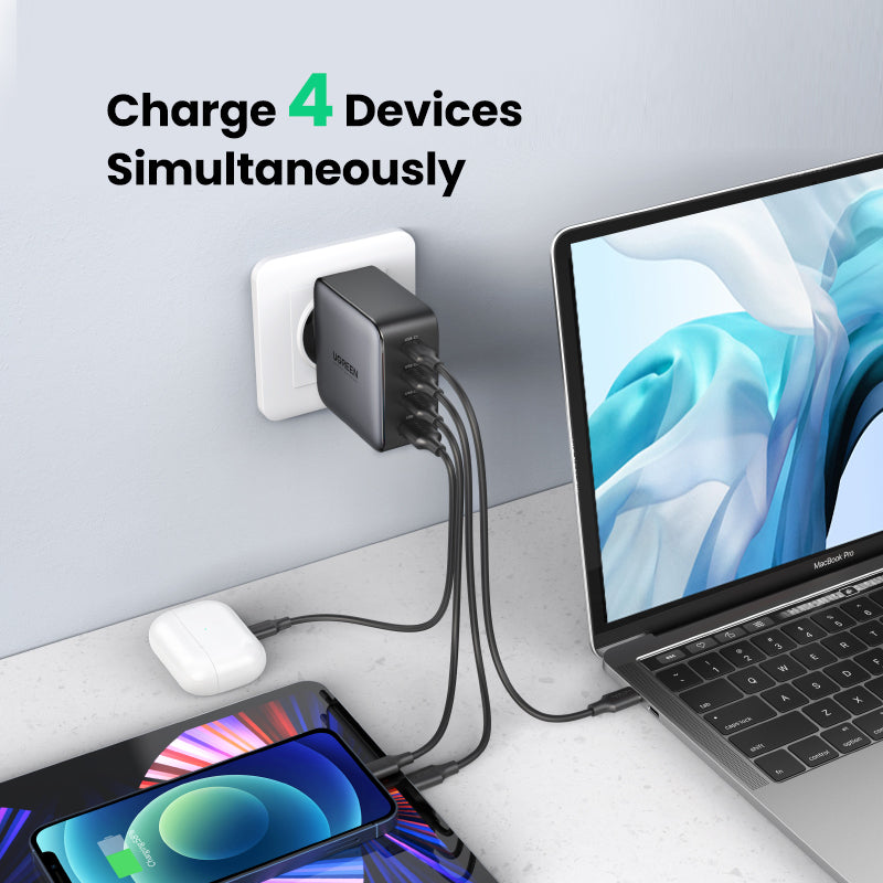 Ugreen Nexode 40747 USB Wandladegerät 100 W – USB-C×3, USB-A×1 – PD 3.0, QC 4+, GaN – Schwarz