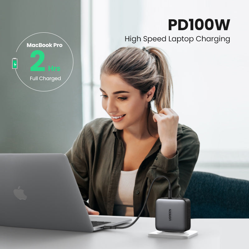 Ugreen Nexode 40747 USB Wandladegerät 100 W – USB-C×3, USB-A×1 – PD 3.0, QC 4+, GaN – Schwarz