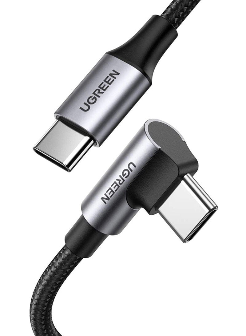 Ugreen USB-C auf USB-C Kabel – USB 2.0 (480 Mbit/s) – 2 m – Abgewinkelt, Nylonummantelung – Schwarz/Grau