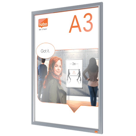 Nobo Impression Pro Plakatrahmen – für A3 – Klapprahmen – Weiss – Aluminium – 339×463×17 mm