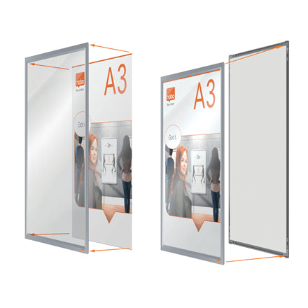 Nobo Impression Pro Plakatrahmen – für A3 – Klapprahmen – Weiss – Aluminium – 339×463×17 mm