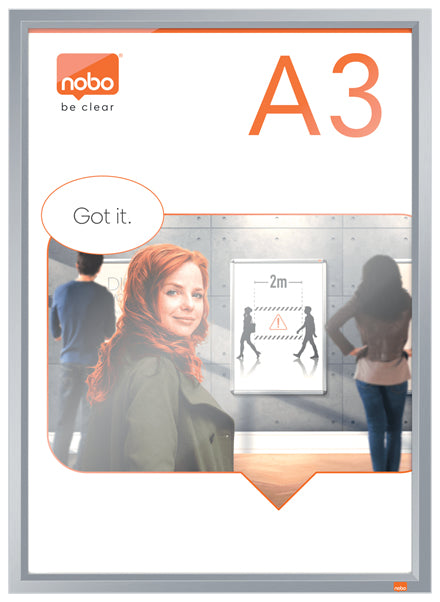Nobo Impression Pro Plakatrahmen – für A3 – Klapprahmen – Weiss – Aluminium – 339×463×17 mm