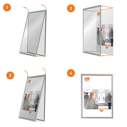 Nobo Impression Pro Plakatrahmen – für A4 – Klapprahmen – Weiss – Aluminium – 250 × 340 × 13 mm