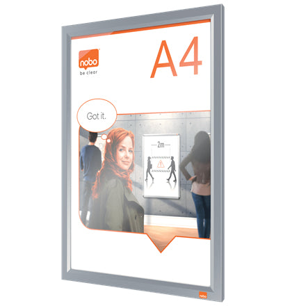 Nobo Impression Pro Plakatrahmen – für A4 – Klapprahmen – Weiss – Aluminium – 250 × 340 × 13 mm