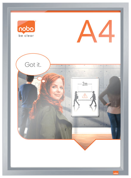 Nobo Impression Pro Plakatrahmen – für A4 – Klapprahmen – Weiss – Aluminium – 250 × 340 × 13 mm