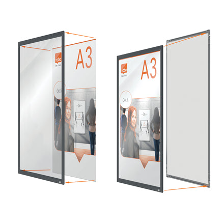 Nobo Plakatrahmen Impression Pro – für A3 – Klapprahmen – schwarz – Aluminium – 339×463×17 mm