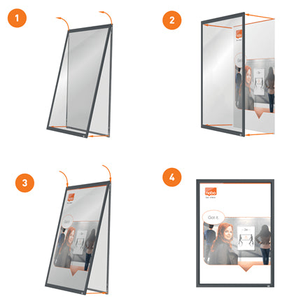 Nobo Plakatrahmen Impression Pro – für A3 – Klapprahmen – schwarz – Aluminium – 339×463×17 mm
