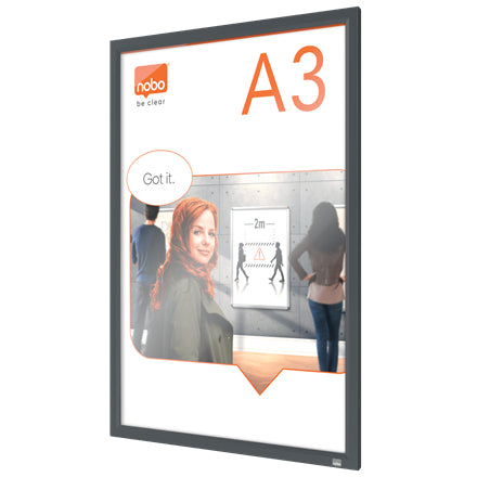 Nobo Plakatrahmen Impression Pro – für A3 – Klapprahmen – schwarz – Aluminium – 339×463×17 mm