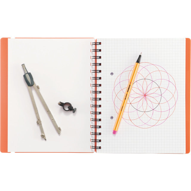 Kolma Collegeblock A5, kariert, Spiralbindung, 100 Blatt, 2-fach gelocht, perforiert, 70 g/m² – transparent
