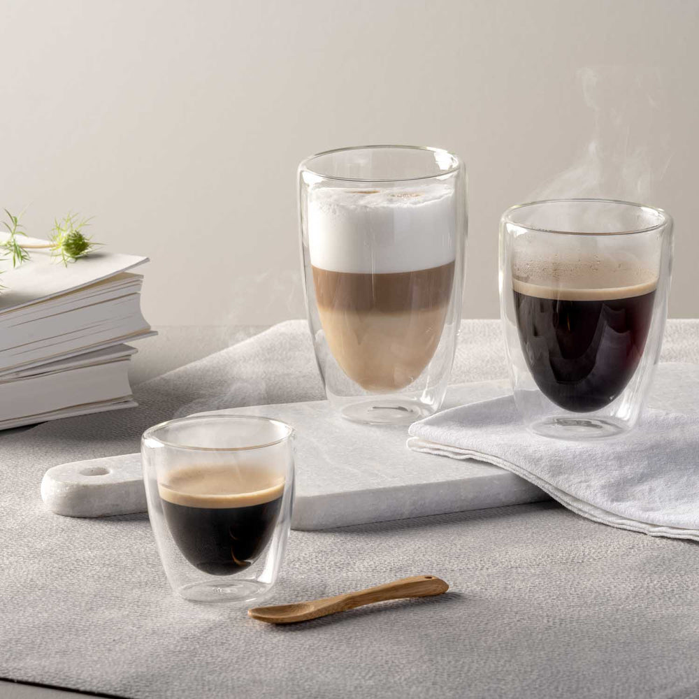 LEONARDO Tasse – 2er Set, 100 ml, Ø 6,3 cm, H 8,0 cm, Borosilikatglas, doppelwandig, spülmaschinenfest