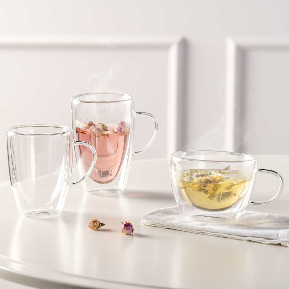 LEONARDO Teetasse Duo 360 ml Set – Doppelwandig, Transparent