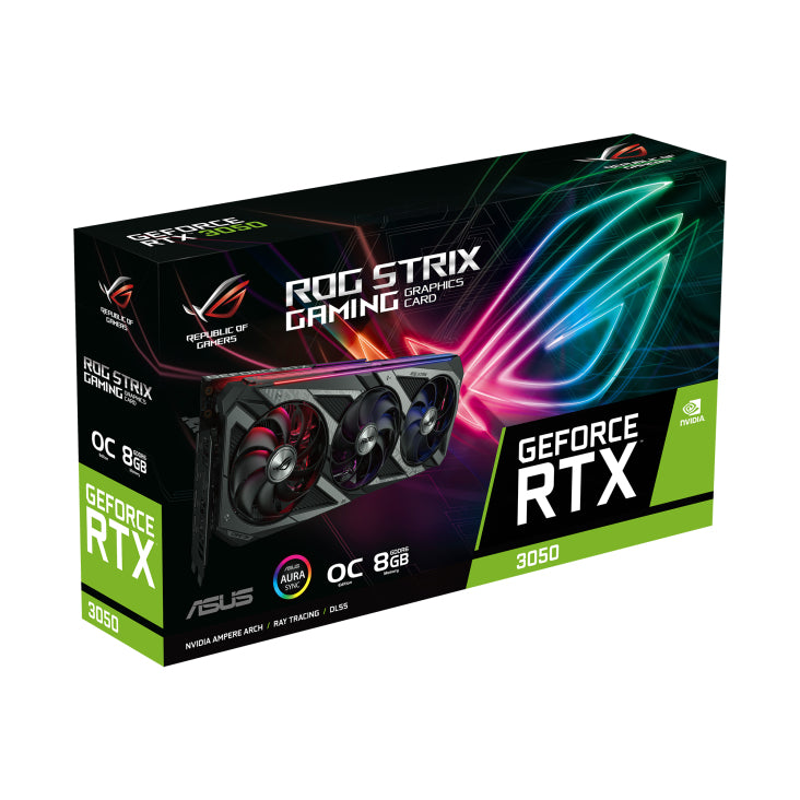 ASUS ROG Strix GeForce RTX 3050 OC 8GB – PCIe Grafikkarte – 3×DP 1.4a, 2×HDMI 2.1, PCIe 4.0, 1×8‑pin