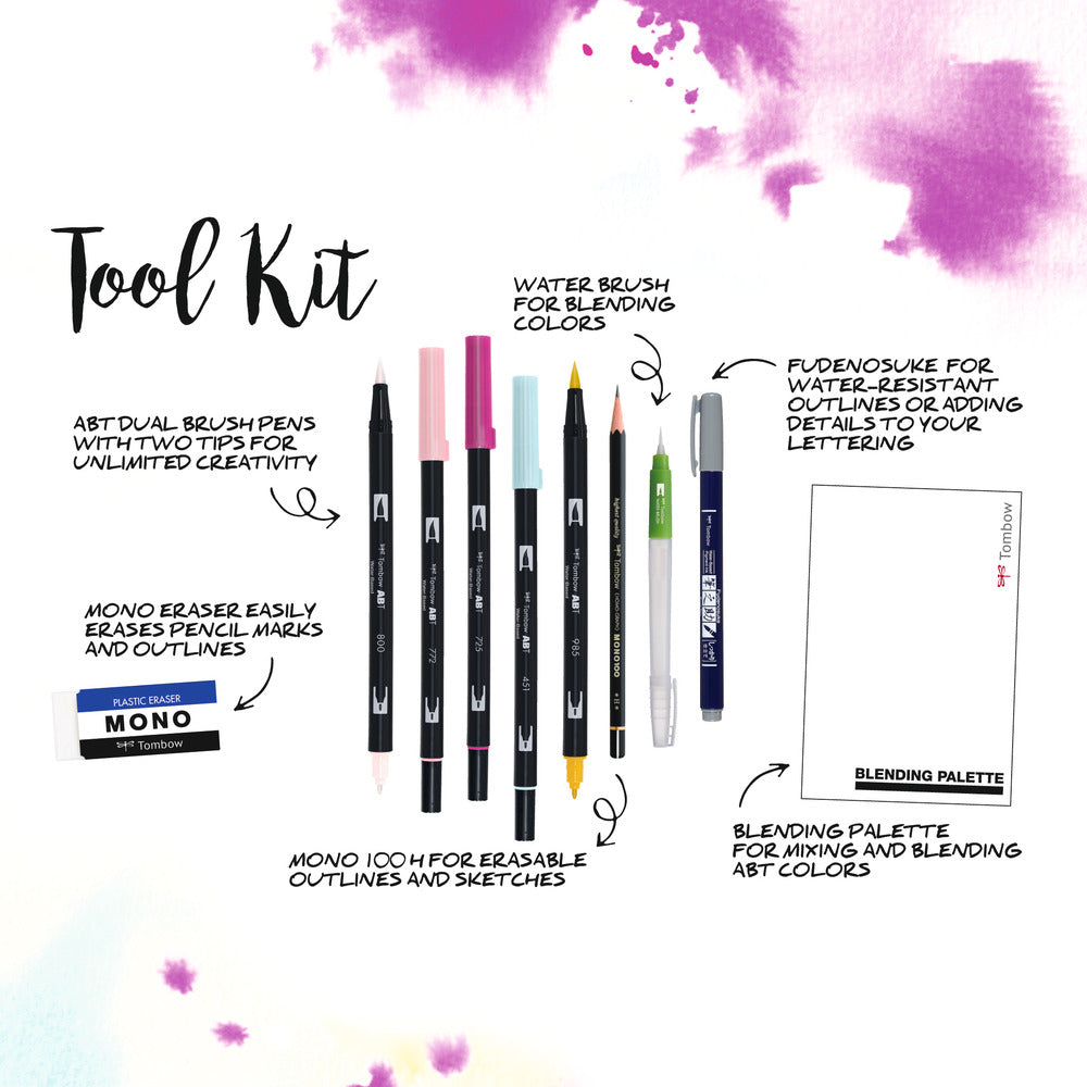 Tombow Starter Kit Handlettering Blended Lettering – 10-teilig – 5 ABT Dual Brush Pens