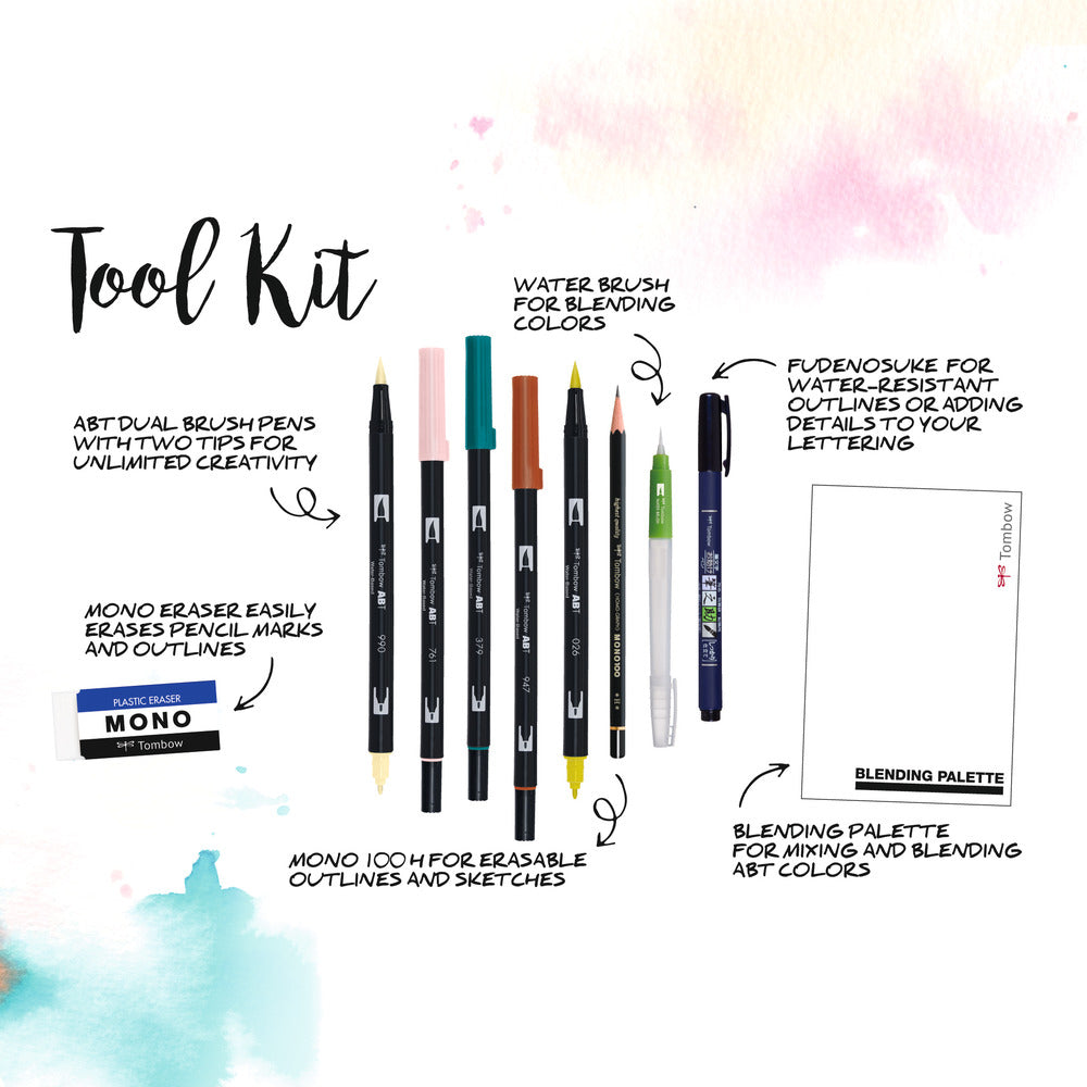 Tombow Starter Kit Handlettering Blended Lettering – 10-teilig – 5 ABT Dual Brush Pens