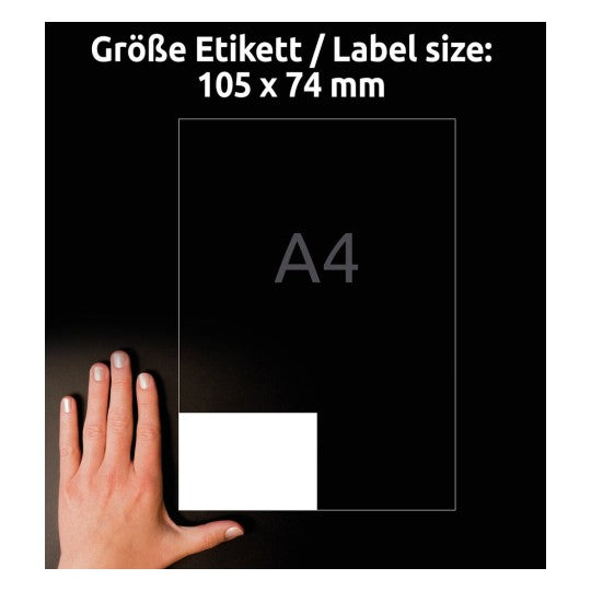 Avery Zweckform – Etiketten A4 105 × 74 mm – Papier, weiss – permanent haftend – 100 Blätter (800 Stk.)