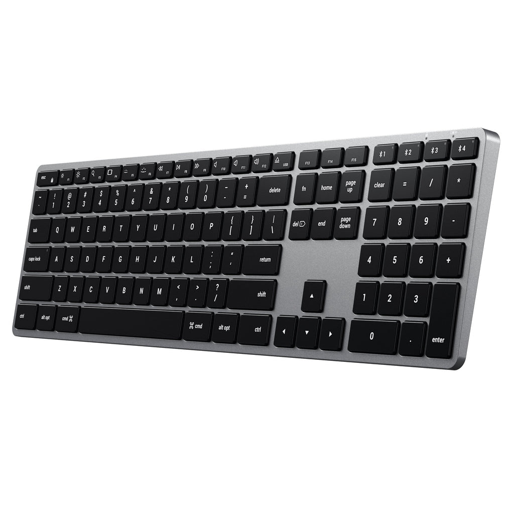 Satechi Slim X3 Keyboard Home – Tastatur – Bluetooth 5.0 – USB‑C – Beleuchtet – QWERTZ (DE) – Schwarz/Grau