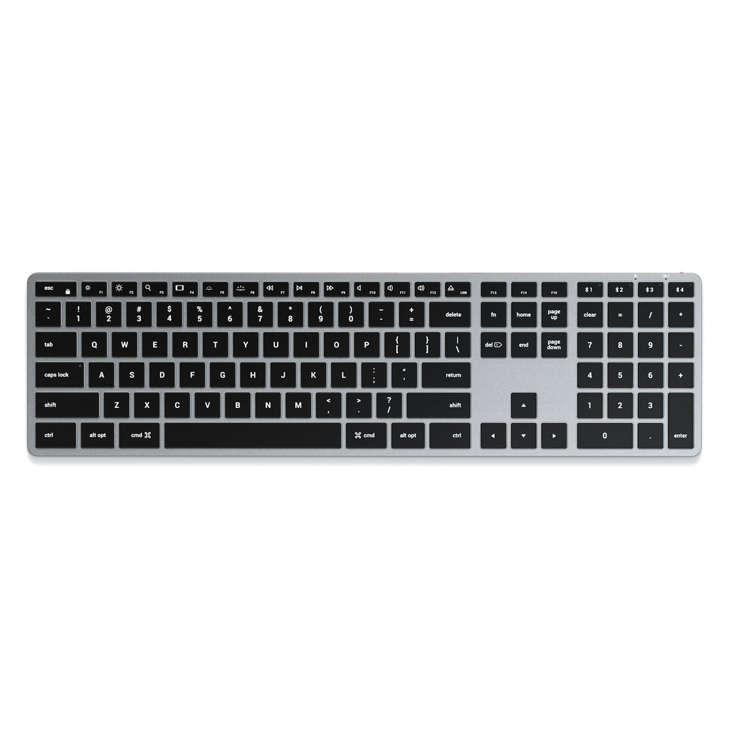 Satechi Slim X3 Keyboard Home – Tastatur – Bluetooth 5.0 – USB‑C – Beleuchtet – QWERTZ (DE) – Schwarz/Grau