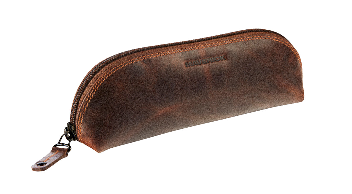 Maverick Schlamperetui, leer, braun, Leder, 21 × 6 × 6 cm
