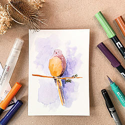 Tombow Watercoloring Set Nature – Bastelset Aquarell – 5 × ABT Dual Brush Pen, A6 15 Blatt 300 g/m2