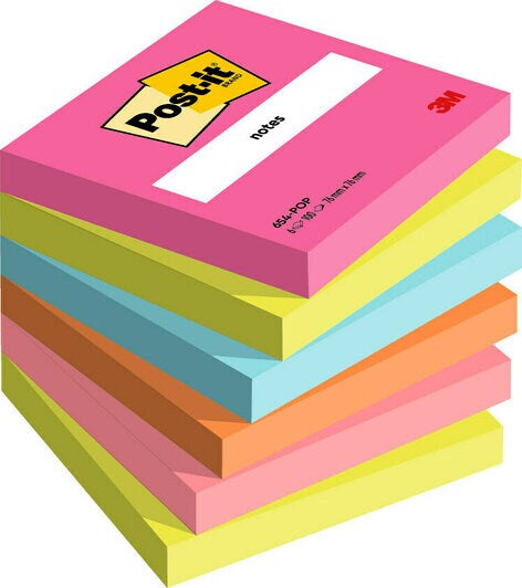 3M Post-it Poptimistic Haftnotizen – 76 × 76 mm – sortiert, 100 Blatt/Block, 6er-Pack